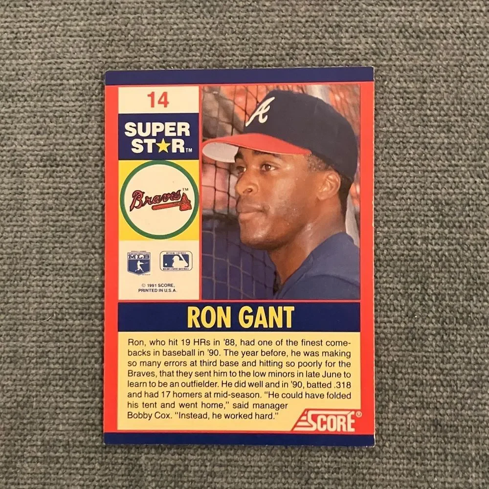 1991 Score Atlanta Braves Baseball Card Trading Card